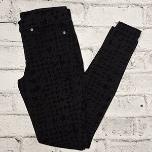 HUE Black Houndstooth Skinny Jeans Womens 4 Pull On Stretch Pants
